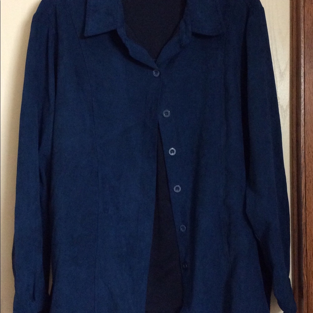 🔥3/$20 Notations teal blue suede like shirt